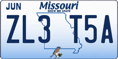 MO license plate ZL3T5A