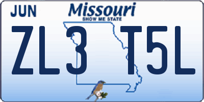 MO license plate ZL3T5L