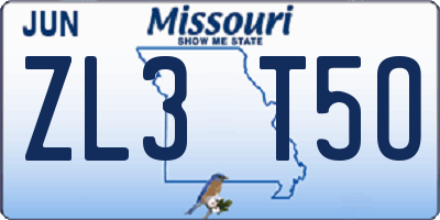 MO license plate ZL3T5O