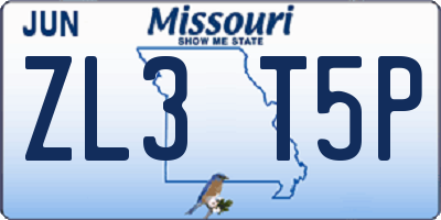 MO license plate ZL3T5P