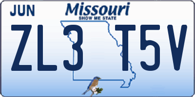 MO license plate ZL3T5V
