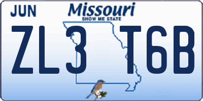 MO license plate ZL3T6B