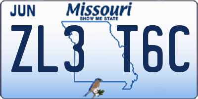 MO license plate ZL3T6C