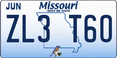 MO license plate ZL3T6O