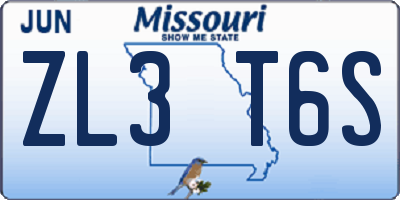MO license plate ZL3T6S