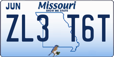 MO license plate ZL3T6T