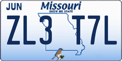 MO license plate ZL3T7L