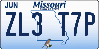 MO license plate ZL3T7P