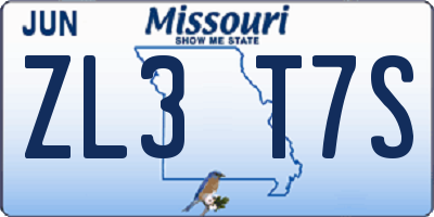 MO license plate ZL3T7S
