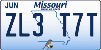 MO license plate ZL3T7T