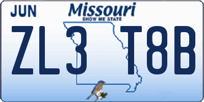 MO license plate ZL3T8B