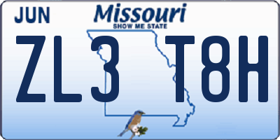 MO license plate ZL3T8H