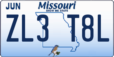 MO license plate ZL3T8L