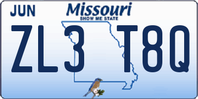MO license plate ZL3T8Q