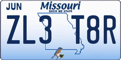 MO license plate ZL3T8R
