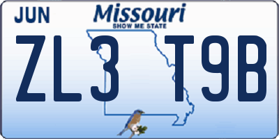 MO license plate ZL3T9B