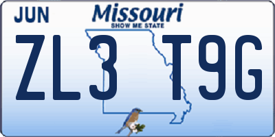MO license plate ZL3T9G
