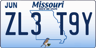 MO license plate ZL3T9Y