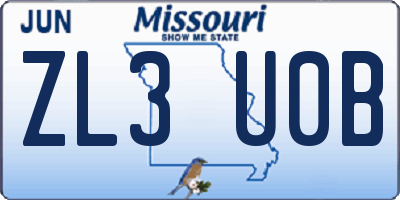 MO license plate ZL3U0B