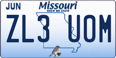 MO license plate ZL3U0M