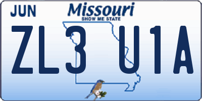 MO license plate ZL3U1A