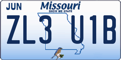 MO license plate ZL3U1B