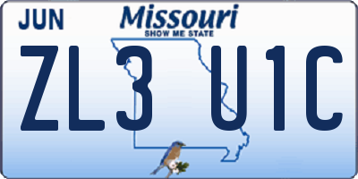 MO license plate ZL3U1C