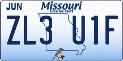MO license plate ZL3U1F
