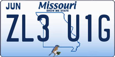 MO license plate ZL3U1G