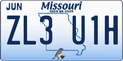 MO license plate ZL3U1H