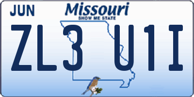 MO license plate ZL3U1I