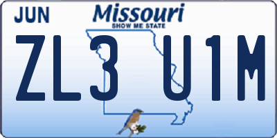 MO license plate ZL3U1M