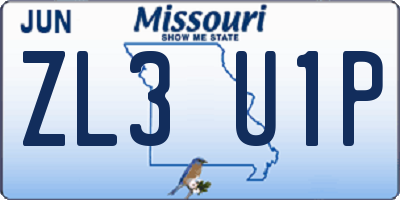 MO license plate ZL3U1P