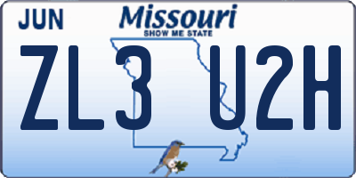 MO license plate ZL3U2H
