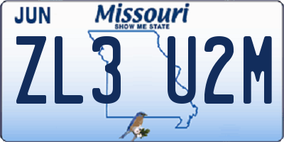 MO license plate ZL3U2M