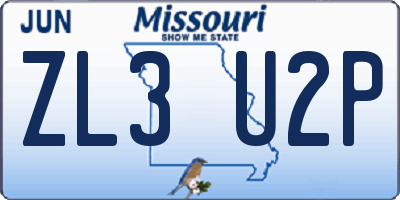 MO license plate ZL3U2P