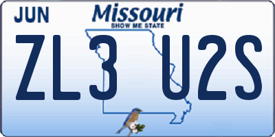 MO license plate ZL3U2S