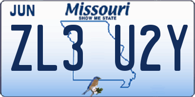 MO license plate ZL3U2Y