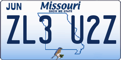 MO license plate ZL3U2Z