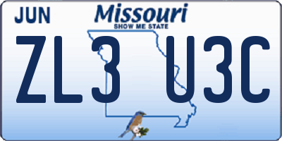 MO license plate ZL3U3C