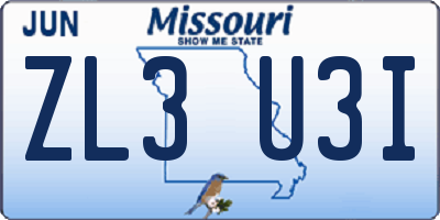 MO license plate ZL3U3I