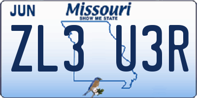 MO license plate ZL3U3R