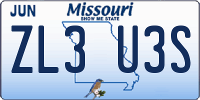 MO license plate ZL3U3S