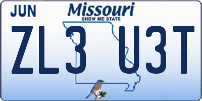 MO license plate ZL3U3T