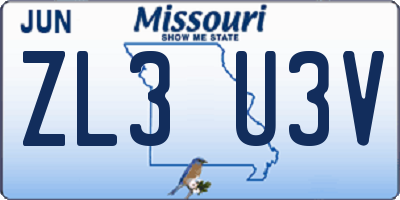 MO license plate ZL3U3V