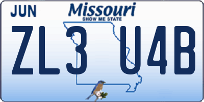MO license plate ZL3U4B