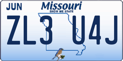 MO license plate ZL3U4J