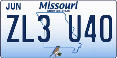 MO license plate ZL3U4O