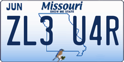MO license plate ZL3U4R