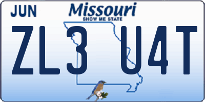 MO license plate ZL3U4T